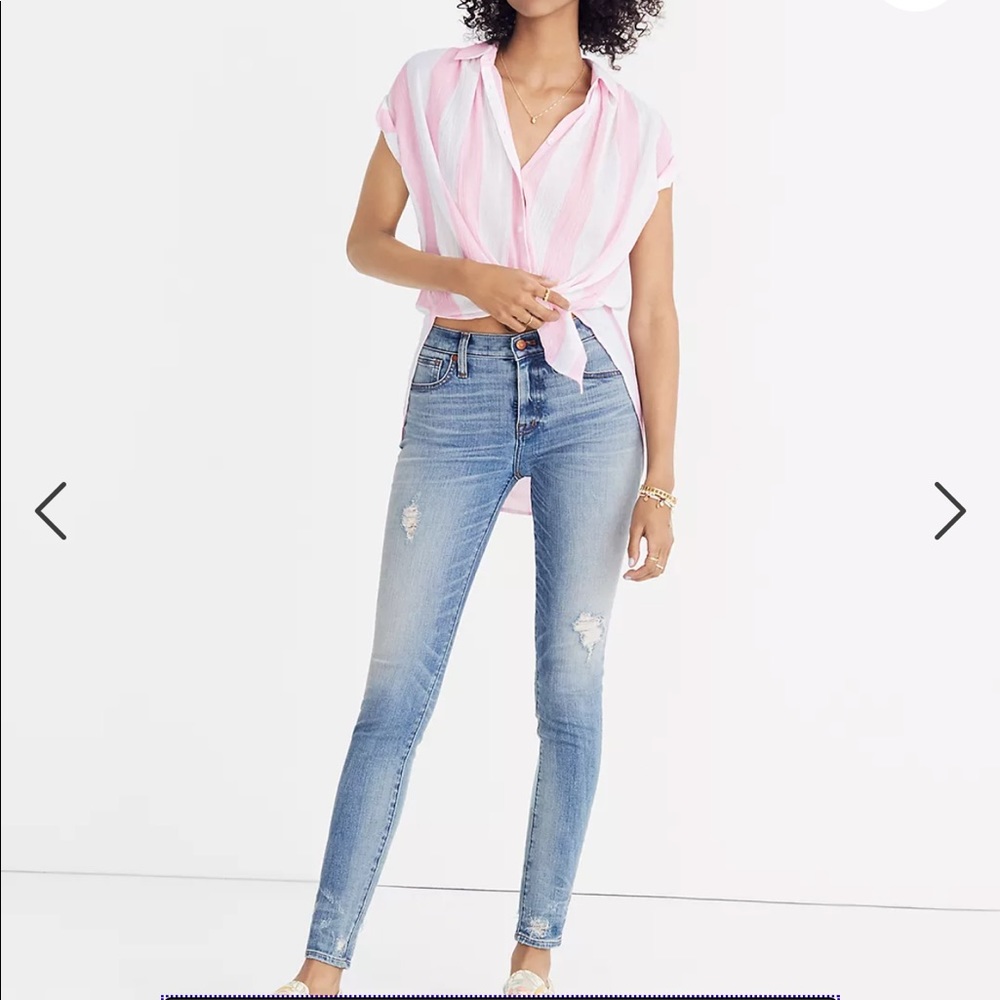 9" High-Rise Skinny Jeans: Destructed-Hem Edition size 26